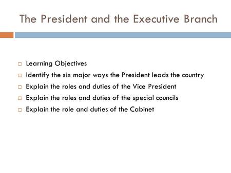 The President and the Executive Branch