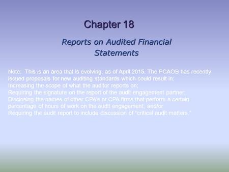 Reports on Audited Financial Statements