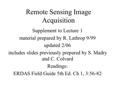 Remote Sensing Image Acquisition