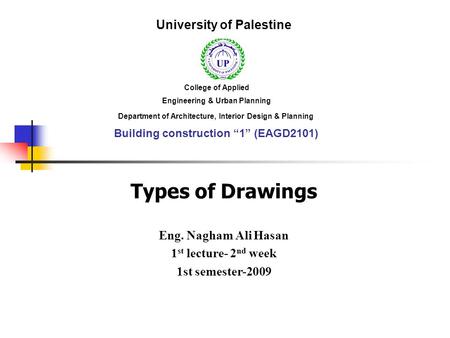 Types of Drawings University of Palestine Eng. Nagham Ali Hasan