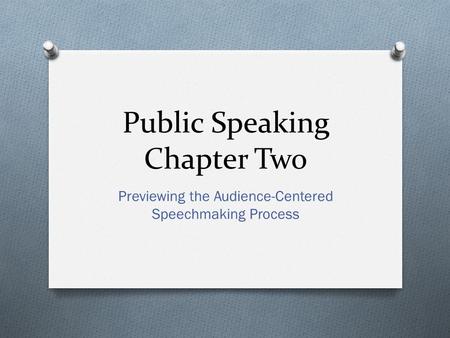 Public Speaking Chapter Two