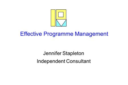 Effective Programme Management