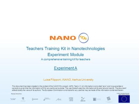 Teachers Training Kit in Nanotechnologies Experiment Module