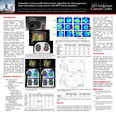 Introduction Modern radiation therapies such as intensity-modulated radiation therapy (IMRT) and volume modulated arc therapy (VMAT) demand from dose calculation.