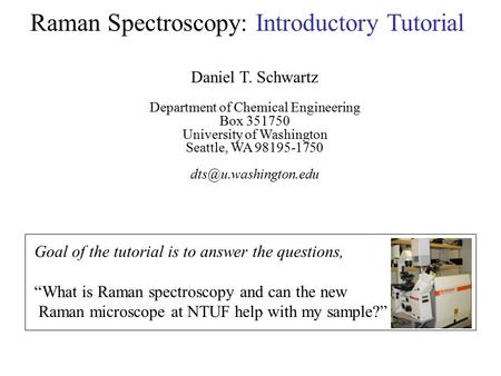 Raman Spectroscopy: Introductory Tutorial