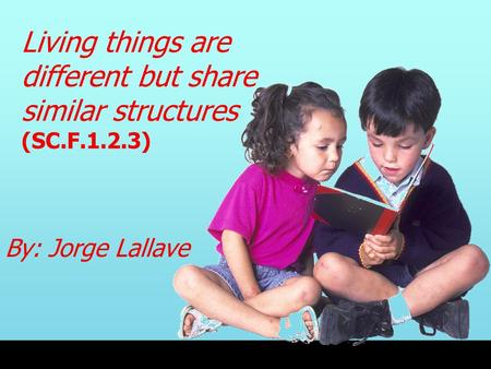 Living things are different but share similar structures (SC.F.1.2.3) By: Jorge Lallave.