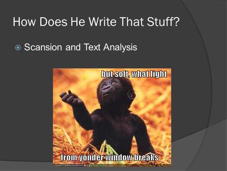 How Does He Write That Stuff?  Scansion and Text Analysis.