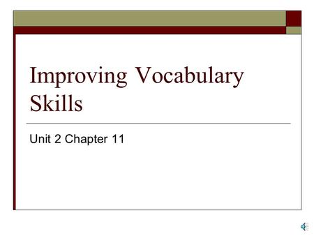 Improving Vocabulary Skills