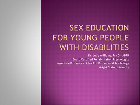 Sex Education for Young People with Disabilities