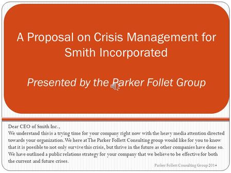 Dear CEO of Smith Inc., We understand this is a trying time for your company right now with the heavy media attention directed towards your organization.