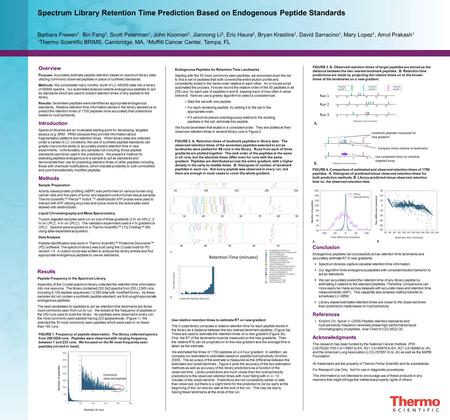 Overview Purpose: Accurately estimate peptide retention based on spectrum library data utilizing commonly observed peptides in place of synthetic standards.