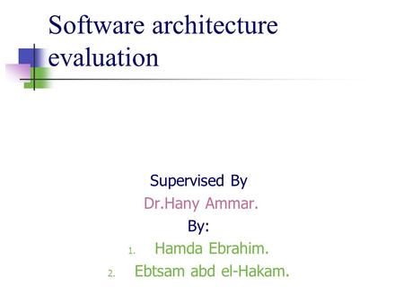 Software architecture evaluation