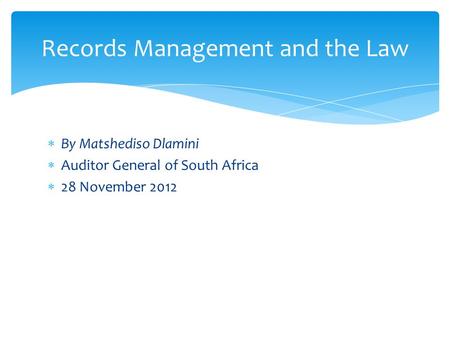 Records Management and the Law