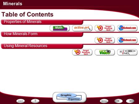 Table of Contents Properties of Minerals How Minerals Form