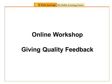 Online Workshop Giving Quality Feedback