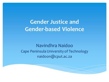 Gender Justice and Gender-based Violence