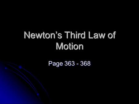 Newton’s Third Law of Motion