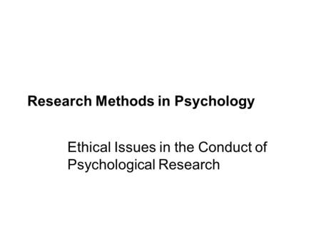 Research Methods in Psychology