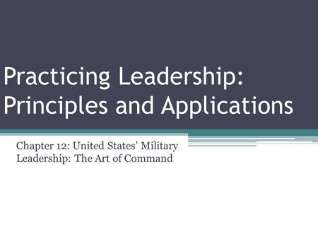 Practicing Leadership: Principles and Applications