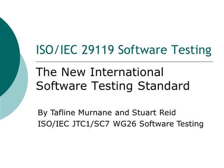 ISO/IEC Software Testing