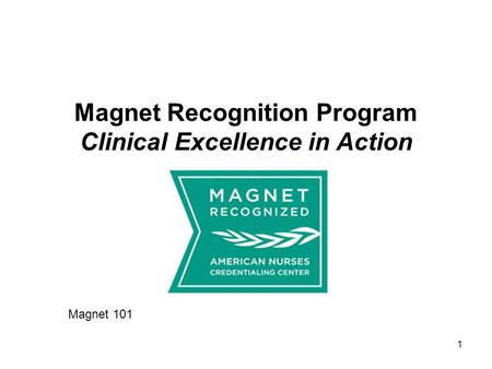 Magnet Recognition Program Clinical Excellence in Action