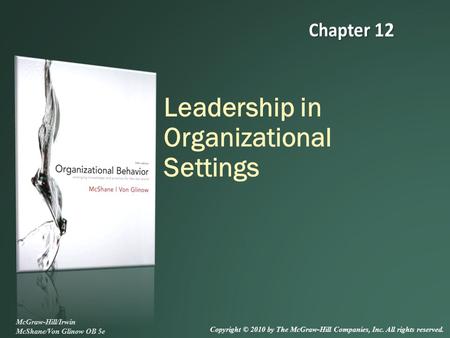 Leadership in Organizational Settings