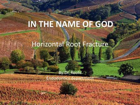 Horizontal Root Fracture IN THE NAME OF GOD By:Dr. Roohi Endodontics department.