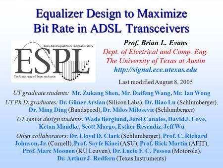 Equalizer Design to Maximize Bit Rate in ADSL Transceivers