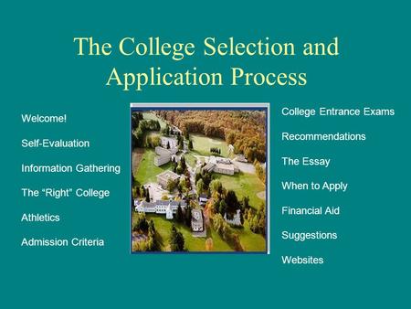 The College Selection and Application Process