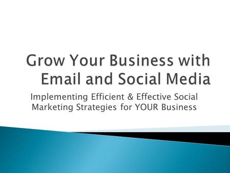 Implementing Efficient & Effective Social Marketing Strategies for YOUR Business.