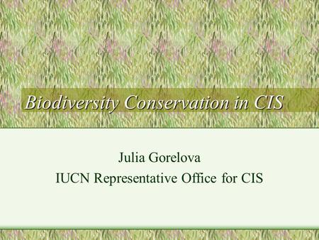 Biodiversity Conservation in CIS Julia Gorelova IUCN Representative Office for CIS.