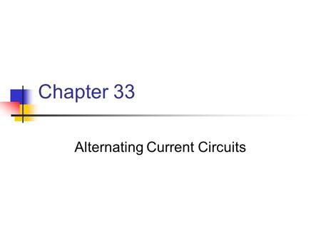 Alternating Current Circuits