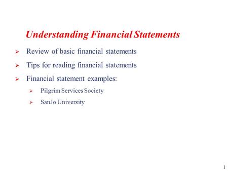 Understanding Financial Statements