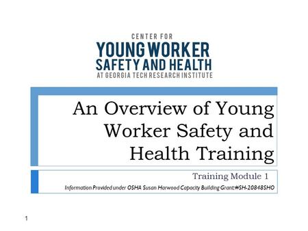 An Overview of Young Worker Safety and Health Training