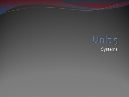 Systems. Day 1 Systems of Linear Equations System of Linear Equations: two or more linear equations together The solution of the system of equations.