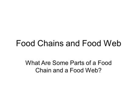 Food Chains and Food Web