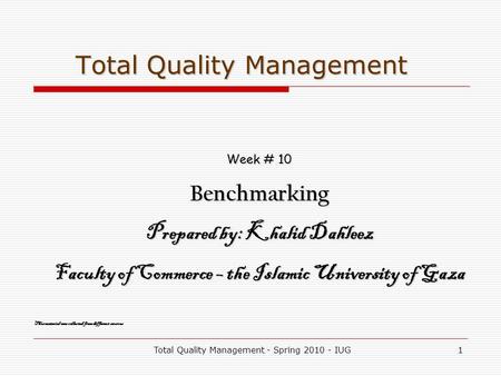 Total Quality Management