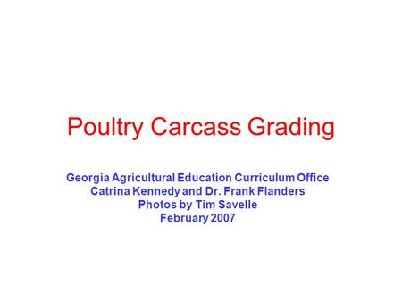 Poultry Carcass Grading