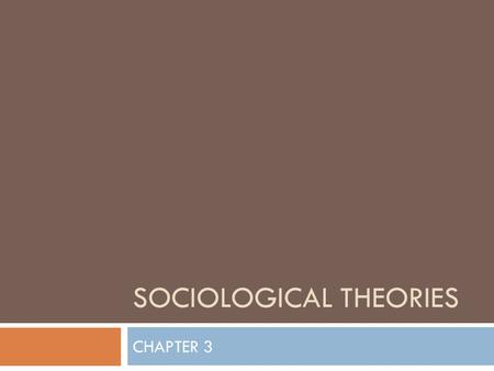 SOCIOLOGICAL THEORIES