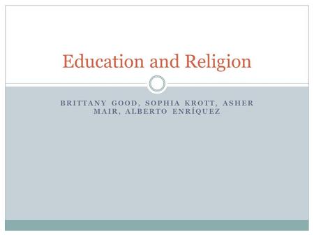 Education and Religion