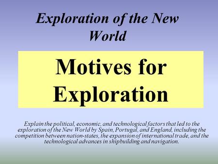 Exploration of the New World