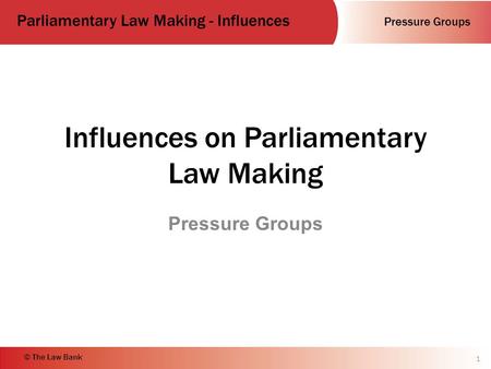 Influences on Parliamentary Law Making