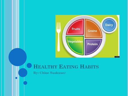 H EALTHY E ATING H ABITS By: Chloe Suskauer. F IVE F OOD G ROUPS F OR H EALTHY E ATING Fruits Any fruit or 100% fruit juice counts as part of the Fruit.