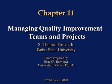 Managing Quality Improvement Teams and Projects