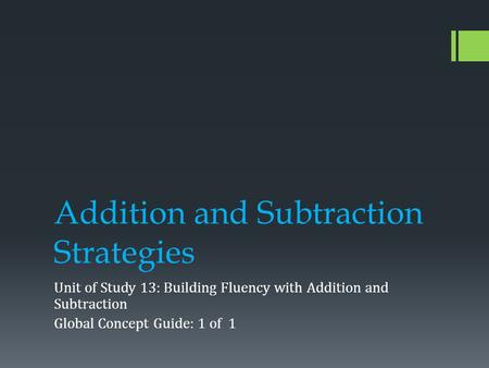 Addition and Subtraction Strategies