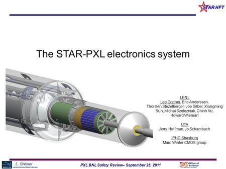 L. Greiner 1PXL BNL Safety Review– September 26, 2011 STAR HFT LBNL Leo Greiner, Eric Anderssen, Thorsten Stezelberger, Joe Silber, Xiangming Sun, Michal.