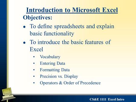 Introduction to Microsoft Excel