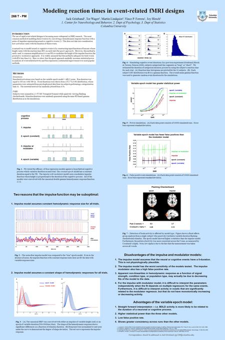 I NTRODUCTION The use of rapid event related designs is becoming more widespread in fMRI research. The most common method of modeling these events is by.