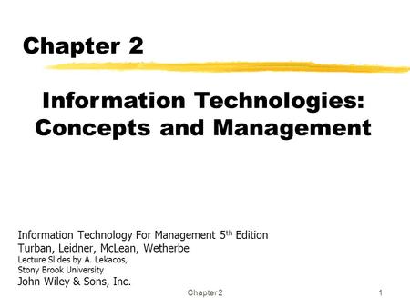 Information Technologies: Concepts and Management