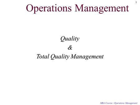 Total Quality Management